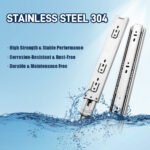 AOLISHENG 100 lb Stainless Steel Full Extension Drawer Slides – Thickened, 1 Pair (AU4510) for Cabinets & Toolboxes