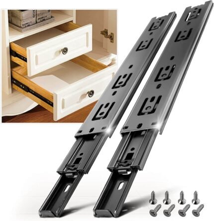 AOLISHENG 100 lb Full Extension Side-Mount Drawer Slides for Kitchen Cabinets – 10 Pairs (A4510)