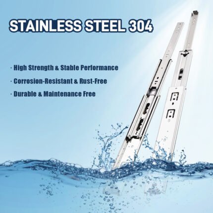 AOLISHENG 150 lb Heavy-Duty Full Extension Ball Bearing Stainless Steel Drawer Slides – Tool Box, 1 Pair (W5115)