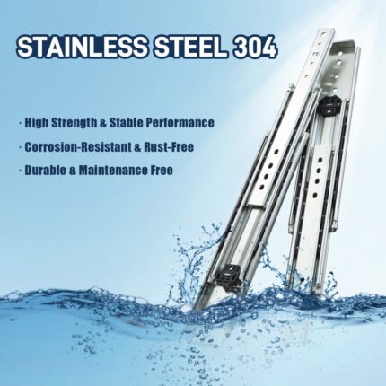 AOLISHENG 500 lb Heavy-Duty Side Mount Full Extension RV Drawer Slides – Stainless Steel, 1 Pair (W2576)