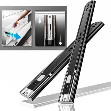 AOLISHENG 100 lb Push-to-Open Full Extension Side Mount Drawer Slides for Kitchen, Bathroom & Cabinets – 3 Pairs (F1245)