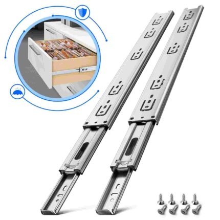 AOLISHENG 100 lb Thickened Stainless Steel Full Extension Drawer Slides for Kitchen, Office & Cabinets – 2 Pairs (U1245)