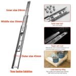 AOLISHENG 100 lb Thickened Stainless Steel Full Extension Drawer Slides for Kitchen, Office & Cabinets – 2 Pairs (U1245) - Image 2