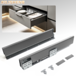 AOLISHENG Soft Close Black Kitchen Drawer Box Side Drawer Slide Rail Set Cabinet 1Pair——Height84mm