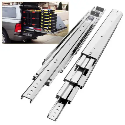 AOLISHENG 180 lb Double Stack 4-Section Drawer Slides – Extended Reach Full Extension, Side Mount, Detachable – 1 Pair (A7625K1)