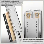AOLISHENG 770lb Load Capacity Twin-Slide Heavy Duty Drawer Slides Side Mount Full Extension Ball Bearing Rails for Workshops Kitchens Garages and Industrial Settings, ——1Pair  （AQ7625K3） - Image 8