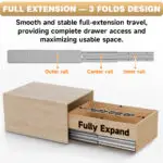 AOLISHENG 770lb Load Capacity Twin-Slide Heavy Duty Drawer Slides Side Mount Full Extension Ball Bearing Rails for Workshops Kitchens Garages and Industrial Settings, ——1Pair  （AQ7625K3） - Image 4