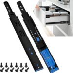AOLISHENG P4510 push to open soft close drawer slides 100 lb side mount black