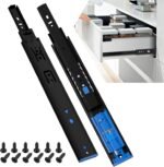 AOLISHENG P4510 push to open soft close drawer slides 100 lb side mount black