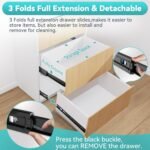 AOLISHENG 100 lb Push to open & soft close drawer slides - 3-fold full extension, side mount, 1 pair (P4510) - image 3