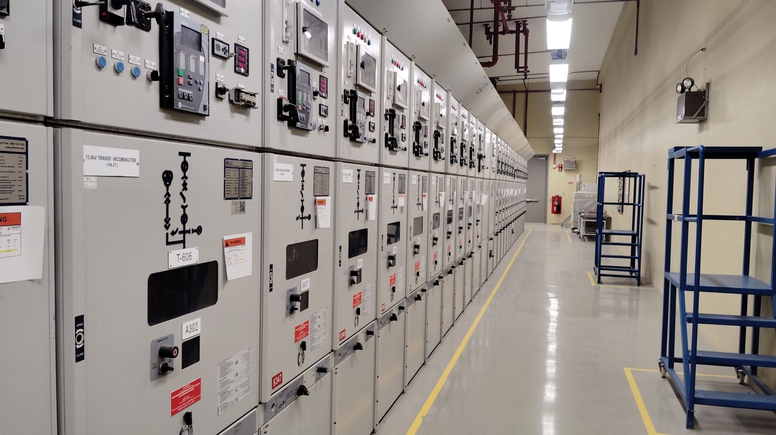 Industrial control cabinet with heavy full-extension drawer open on slides